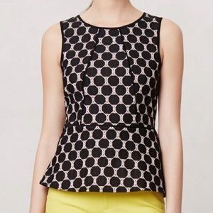 Anthropologie Polka Dot Peplum Top